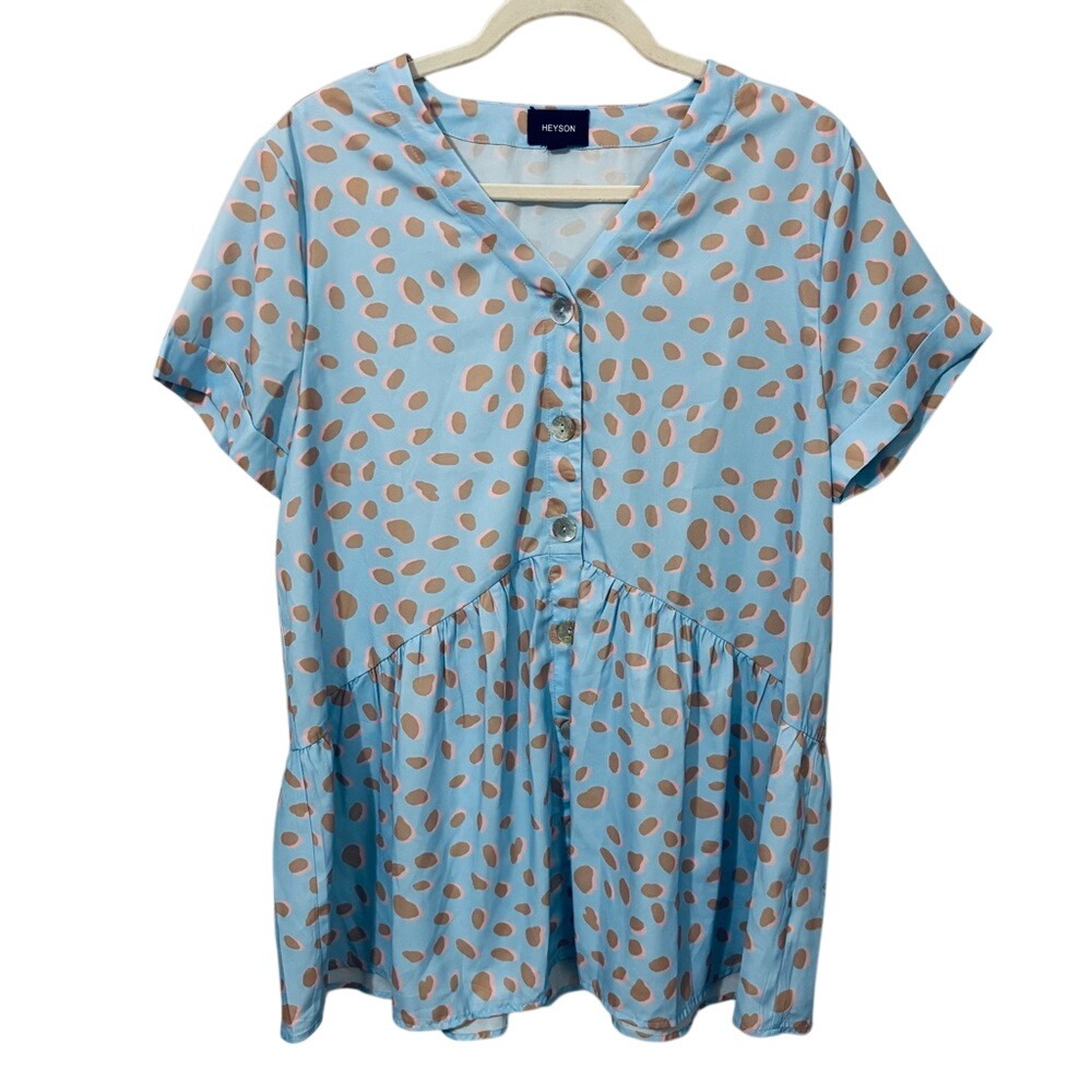 Heyson Baby Blue V-neck Baby Doll Tunic Size‎ Medium